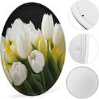 Wall Picture, with Different Flowers Printed Circular Iron Hanging Picture,Wall Art Decor,Home for Bedroom Living Room Bathroom Decor,Iron Painting 11.8X11.8 in