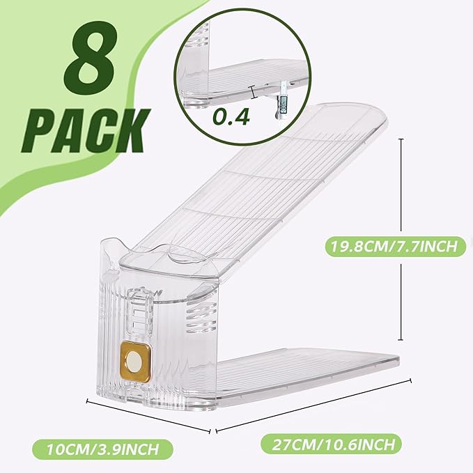 8 Pack Shoe Slots Organizer, Shoe Stackers Organizer for Closet Adjustable Shoe Holder Space Saver 50% Shoes Racks for Closet Organization