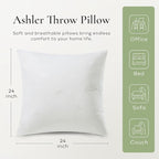 Ashler Throw Pillow Inserts 24 x 24 Inches Set of 4,Firm and Fluffy Decorative Square Pillows with Air Layer, Indoor Square Cushion Stuffer for Couch Bed Sofa and Living Room
