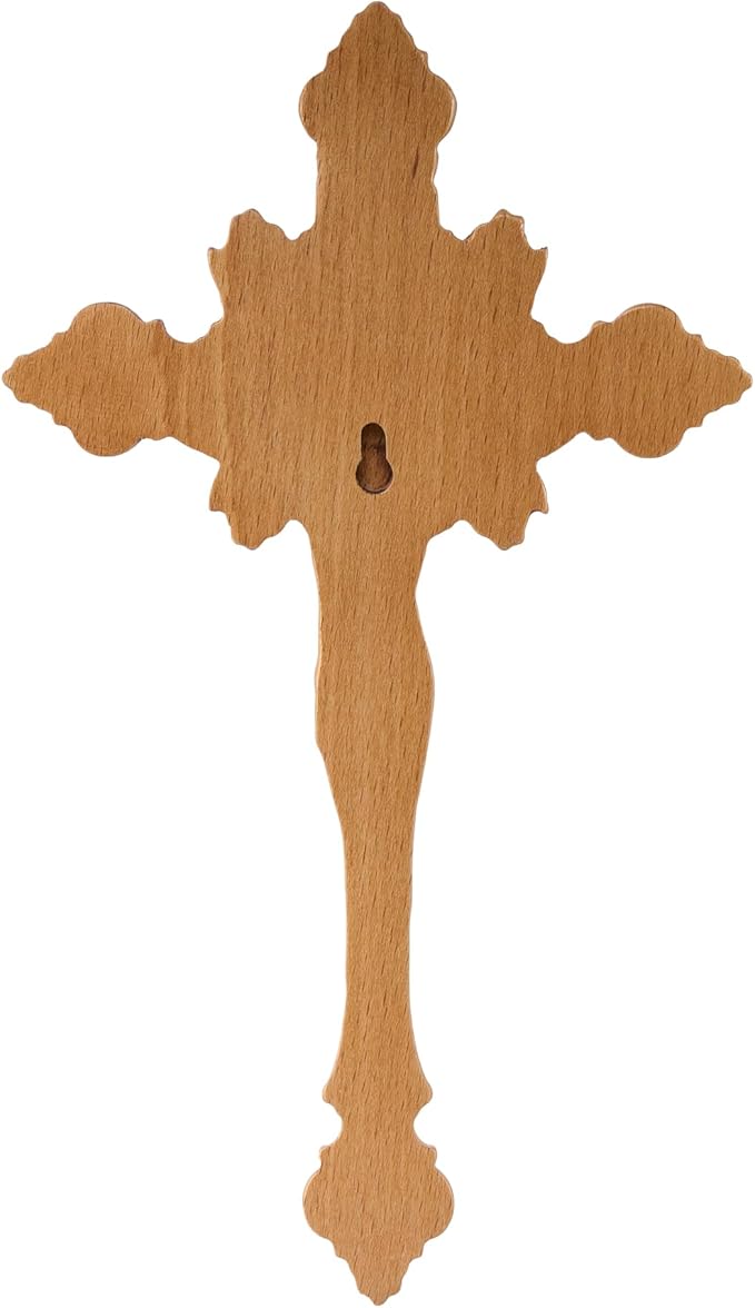DAICAT Handcrafted Wooden Catholic Cross, Religious Wall Crucifix, Catholic Crucifix 10 inches, Natural Wood (6.7 x 9.8 IN, Jesus 1)