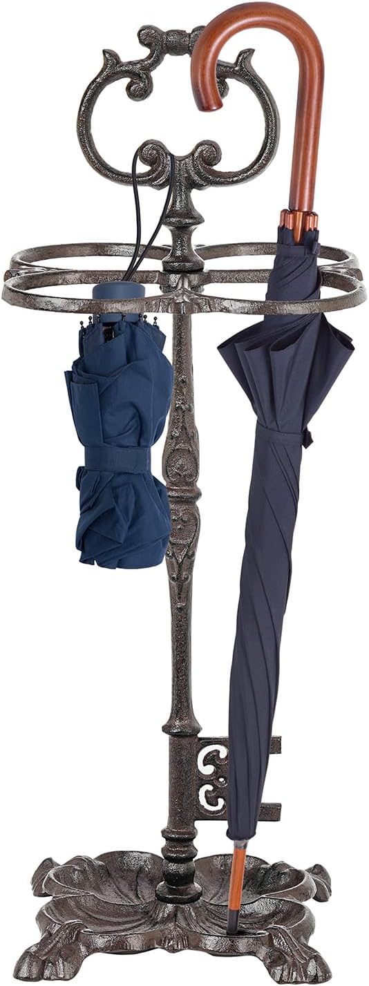 Sungmor Vintage Cast Iron Umbrella Stand, Heavy Duty Decorative Umbrella Holder for Entryway, Hallway & Office, Rustic Farmhouse Freestanding Metal Stand