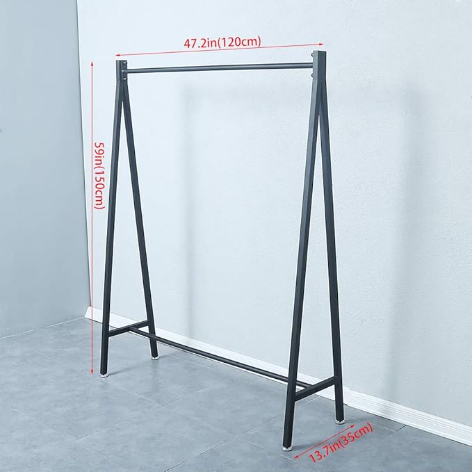 Black Modern Clothing Rack Metal,Retail Clothing Racks for Boutiques,Clothes Racks for Hanging Clothes,59in Industrial Iron Garment Rack