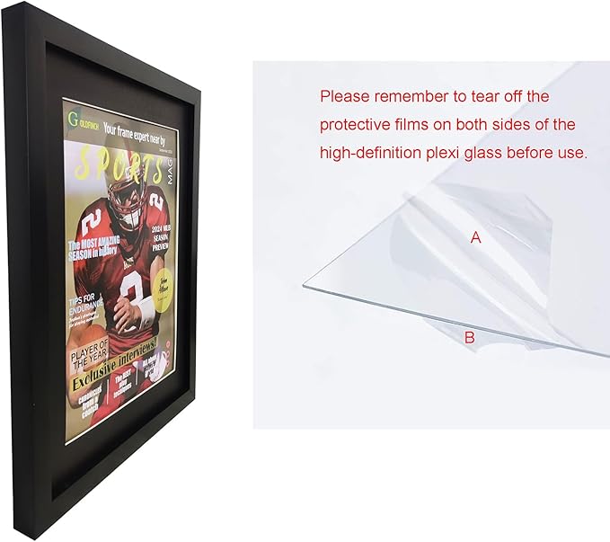 Goldfinch 2 Packs Sports Magazine Frames - Displays Measuring 8 x 10.5 Inches With Black Core Matting - Suitable for 1994-Current Collector's Edition Sports Magazines With Installed Hangers