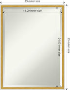 Amanti Art White Wall Mirror 25x19 Paige White Gold Rectangle Bathroom Mirror for Wall Decor Living Room, Medium Modern Wood Frame, Hangs Horizonally and Vertically, Bathroom Decor, Beveled Edge