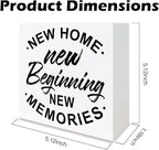 New Home New Beginning, Farmhouse Home Decor, Entryway Sign, Living Room Signs, Gift from Realtor, Housewarming Gift, Box Sign Decor Tabletop, Hallway Decoration, 5.1x5.1inches