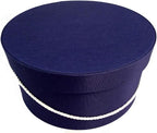 Sarah's Hat Boxes Classic Navy Hat Box – 11" x 5.5" (Dia. x Ht.) Handmade in USA – Odorless Non-Toxic Adhesive, Cording Handle – Premium Storage for Hats & Accessories