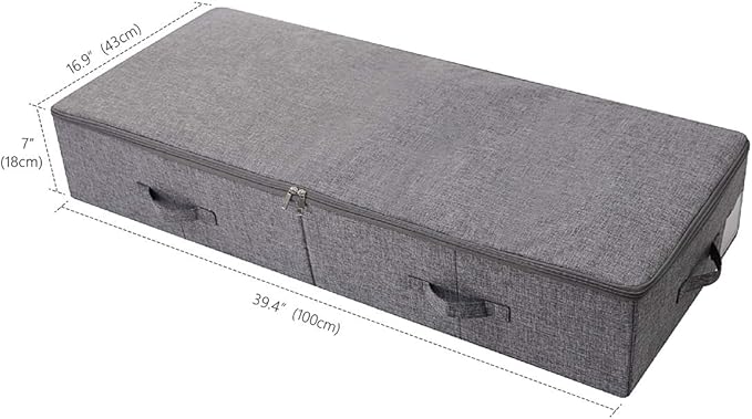 iwill CREATE PRO Under Bed Storage Bin, 100cm Large Foldable Container with Lid | 39.4"x16.9"x7" Dust-Proof Washable Organizer for Shoes, Clothing, Bedding | Durable Plastic Board, Dark Gray