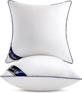 Siluvia 18"x18" Pillow Inserts Set of 2 Decorative Square Throw 18" Pillows with 100% Cotton Cover for Sofa, Couch, and Bed - White