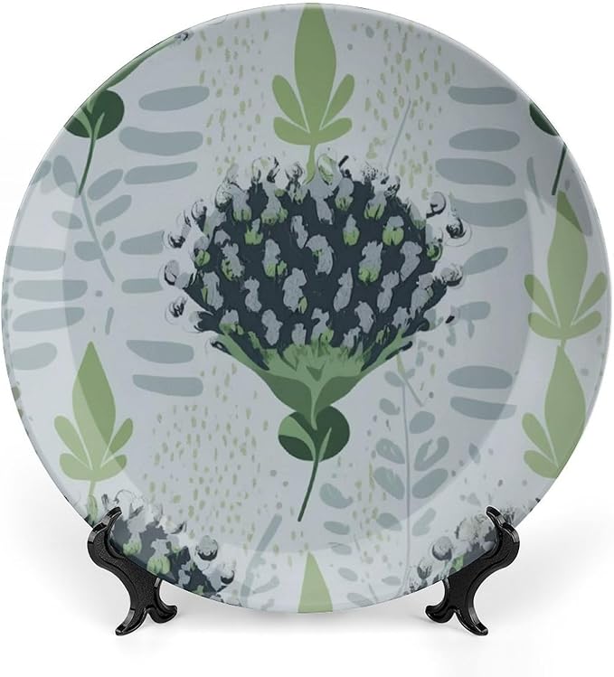 Decorative Plate Chinoiserie Floral Custom Decor for Art Decoration Club Farmhouse Wedding Ceramic Craft for Decorative Ornaments 1 Plate with 1 Display Stand, Multi Sizes, Gifts for Men Women