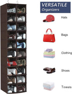 Libeder Hanging Shoe Organizer for Closet, Hanging Closet Organizers 20 Section Shoe Shelves, Space Saving Shoe Holder & Storage, Coffee, 12''W×12''Dx 50''H