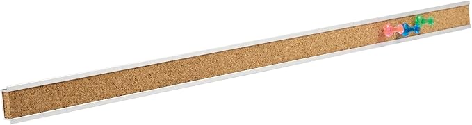 Quartet Bulletin Bar Pin Strip Cork Board 48" x 1", For Classroom, Office, Cubicle, Aluminum Frame (Z2006)
