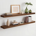 Homeforia Classic Walnut 36 inch Floating Shelf, High End Solid Real Wood Small 36inch Floating Shelves for Wall Mounted, 36in Floating Shelves, Heavy Duty Bracket, 36 X 6.5 X 1.75 inches, Set of 4