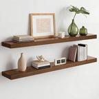 Homeforia Classic Walnut 36 inch Floating Shelf, High End Solid Real Wood Small 36inch Floating Shelves for Wall Mounted, 36in Floating Shelves, Heavy Duty Bracket, 36 X 6.5 X 1.75 inches, Set of 4