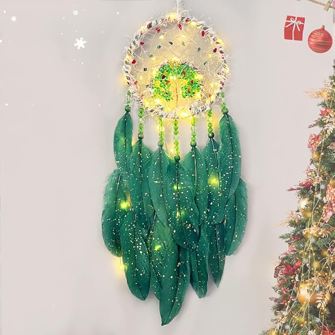 Christmas Crystal Dream Catcher Handmade Christmas Dreamcatcher Hanging Decoration Home Wall Decoration Craft Ornament