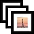 6x6 Picture Frame 3 Pack - Black Poster Frame Display Pictures 4x4 with Mat or 6 x 6 Without Mat for Wall Hanging Horizontal and Vertical