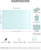Fluxynara Bulletin Board,35.4" x 23.6" Cork Board Alternative with 12 Safe Removable Adhesive Tabs, Foldable Felt Pin Board for Home Office, Classroom, Bedroom,Entryway for Walls—Aqua Blue