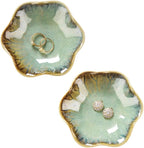 JAMEND CLXP 2PCS Ring Holder Dish, Small Key Bowl, Ceramic Trinket Tray Jewelry Dish Organizing Necklace Earrings for Mom Friend Sister, All Jewelries Are NOT Included. Crystal Green.