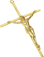 KUXBET Crucifix Wall Cross, Metal Wall Hanging Cross,10inch Gold Jesus Crucifix Home Décor, Gift for Family