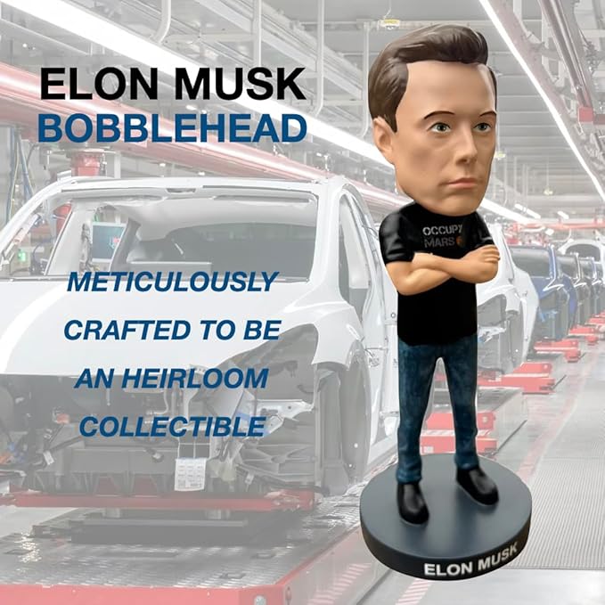 Bobbletopia Elon Musk Bobblehead World Leaders Series | Entrepreneur & American Patriot Collectible, 8" Polyresin Figurine, Comes in Display Box