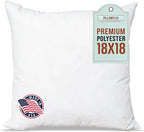 Pillowflex Premium Polyester Throw Pillow Insert - 18x18 - Ultra Soft Small Square Throw Pillow, Couch Sham, Lumbar, Back, Sofa - Machine Washable - Decorative Accent Form - 1 Soft Pillow