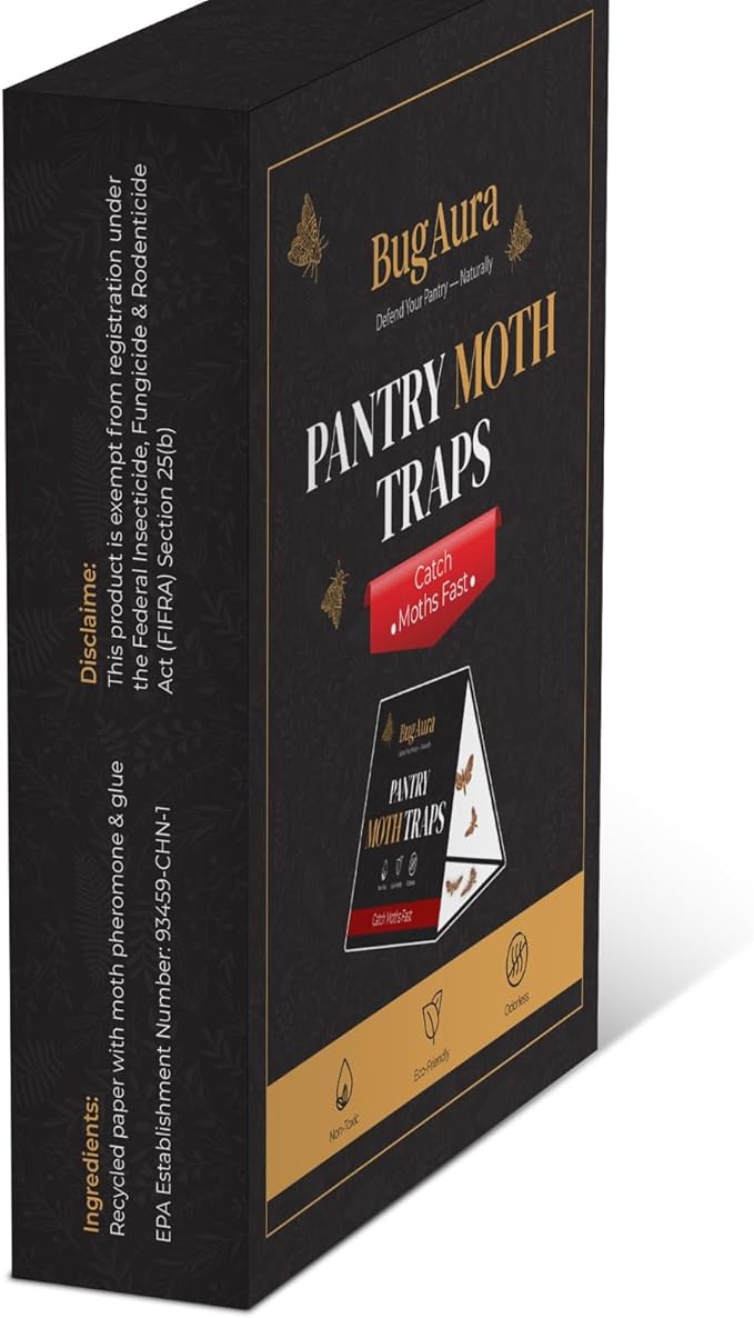 12 Pack Pantry Moth Traps for House Indoor – Advanced Red Line Formula Pantry Moth Traps with Pheromones Prime – Safe & Non-Toxic – Targets Indian Meal Moths & Other Pantry Moths