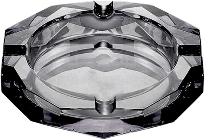 Crystal Glass Ashtray, Octagon Ash tray Cigar Cigarettes Ashtray Holder Office Home Desktop Tabletop Decoration,Crystal Black