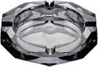 Crystal Glass Ashtray, Octagon Ash tray Cigar Cigarettes Ashtray Holder Office Home Desktop Tabletop Decoration,Crystal Black