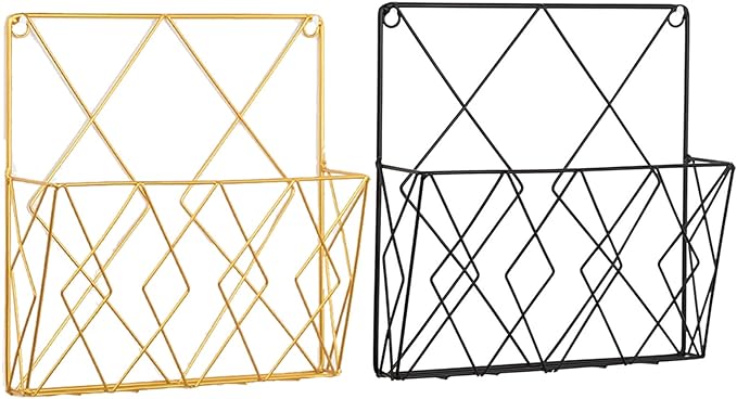 Iron Wire Collection For Case Wall Mount File Holder Metal Magazine Organizer Holder Home School Dorm Organizer Supplies Wall Magazine Holder Rack Gold Metal Clear For Bathroom