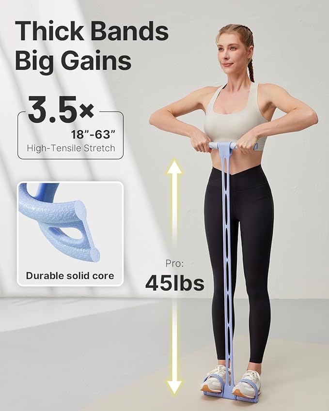 YOTTOY Pedal Resistance Band, Thick Elastic Tension Rope with Handles, Sit-Up Pull Rope Fitness Equipment for Leg, Arm, Abs, Waist, Home Gym & Yoga Training