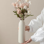 Ceramic Vase Set-3, 10.3 Inch Tall Flower Vases for Decor, Modern Boho Farmhouse Style, Decorative Vases for Pampas Grass & Dried Flowers, Distressed Finish (L Beige)