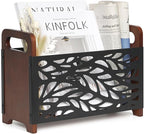 Magazine Holder,Wood Magazine Rack,Rustic Magazine File Holder,Magazine Storage Basket,Magazine Rack Floor,Farmhouse Magazine Organizer for Magazines,Books,Newspapers