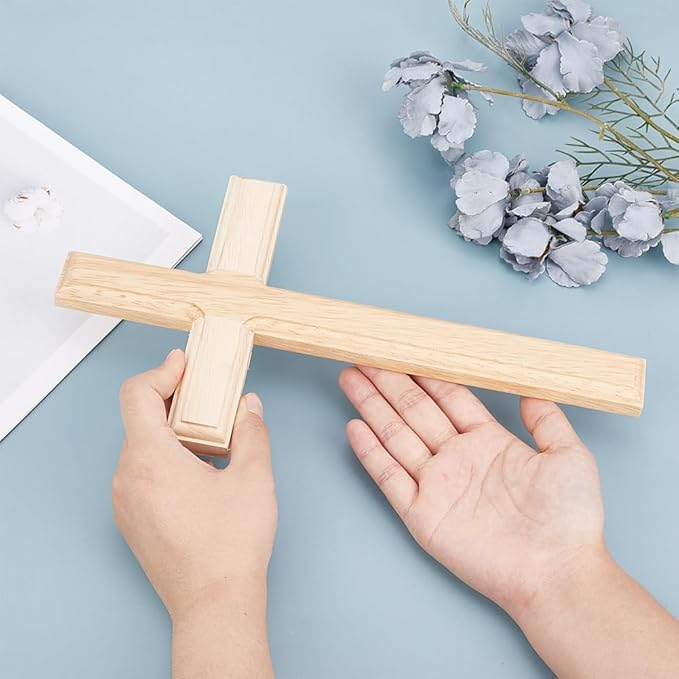 HOBBIESAY Hanging Cross for Wall 11.8 Inch Wooden Hanging Cross Decoration Crucifix Crosses Handmade Wood Wall Decor Crosses Ornament for Home Christian Weddings Party Gift
