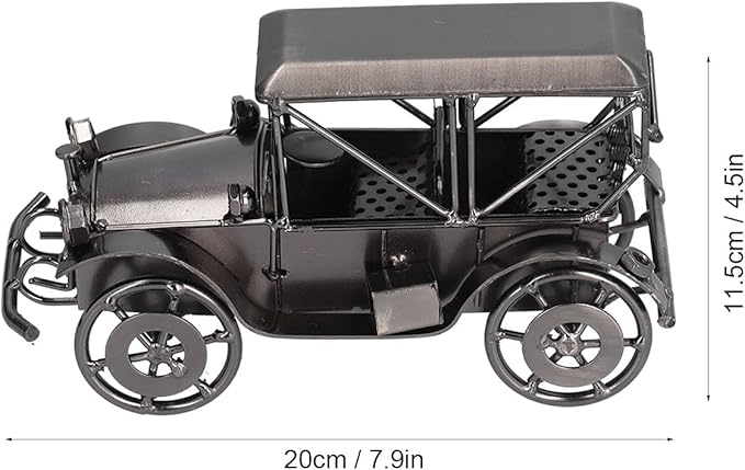 Vintage Grey Classic Car Ornament, Retro Iron Antique Model Decoration for Home Office Desk, Mini Metal Collectible Craft with Authentic Detailing for Car Enthusiasts