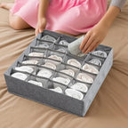 3 Pack Sock and Underwear Drawer Organizer 24 Cell Sock Holders For Closet Organization and Storage Dividers,Foldable(Grey)