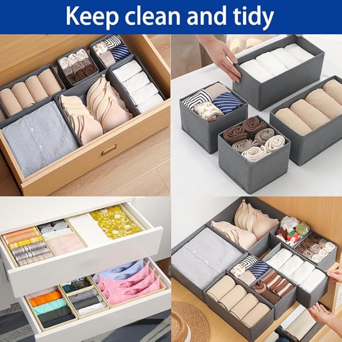 8-Pack Drawer Organizer Clothes | Dresser Organizer Bins for Nursery & Closet Storage | Ideal for Clothing, Baby Clothes, Underwear & Socks