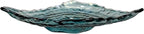Things2Die4 Oyster Shaped Decorative Plate, 10 X 7.5 Inch Iridescent Sea Blue Glass Accent Dish for Coastal Table Decor, Freeform Wavy Shell Design for Entryway or Living Room