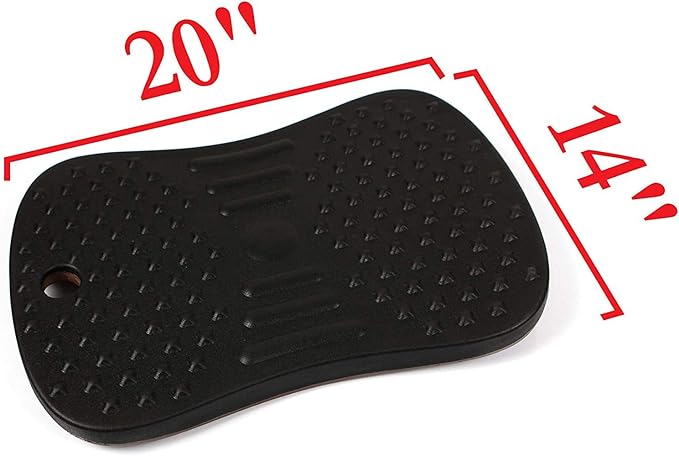 Seville Classics airLIFT Premium Anti Fatigue Wooden Balance Wobble Board Mat w/Massage Points, for Office Standing Desk, Home, Exercise, Therapy, Sports Training, Black, 20"W x 14"D