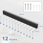 2 Pack Tie Organizer Belt Organizer Wall Mounted, Space Saving Tie Rack Belt Hanger for Closet with 24 Storage Hooks, Belt Tie Holder for Closet Organizer Storage（Black