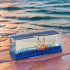 Unsinkable Thousand Sunny Pirate Ship in A Bottle - Floating Boat Liquid Motion Ocean Desk Decor, Unique Birthday Gifts for Men Women Anime Lovers, Desk Ornament for Home Office Decorations (Blue-c)