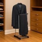 Proman Products Twin Valet with Wooden Hanger Tray & Trouser Bar, Walnut