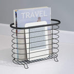 mDesign Newspaper and Magazine Rack for Bathroom, Office, Entryway - Matte Black