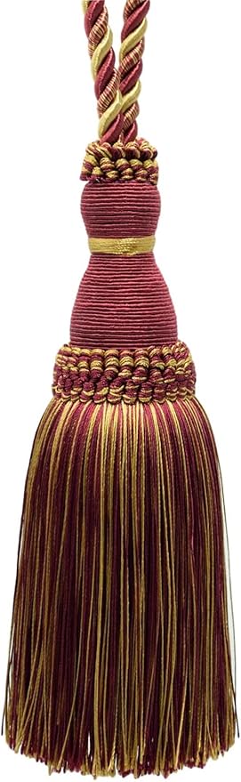 DÉCOPRO Beautiful Large 8" (20cm) Tassel (KTH8) Burgundy Gold Red Multicolor #1253 (Carmine Red Yellow Gold Dark Red) Individually Sold