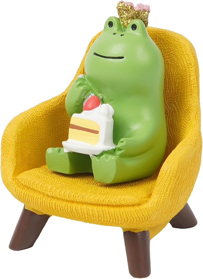 Miniature Frog Figurine - Desk Decor & Garden Statue, Cute Resin Frog Figure - Funny Decor for Home & Office, Ideal Gift (Yellow Cake)