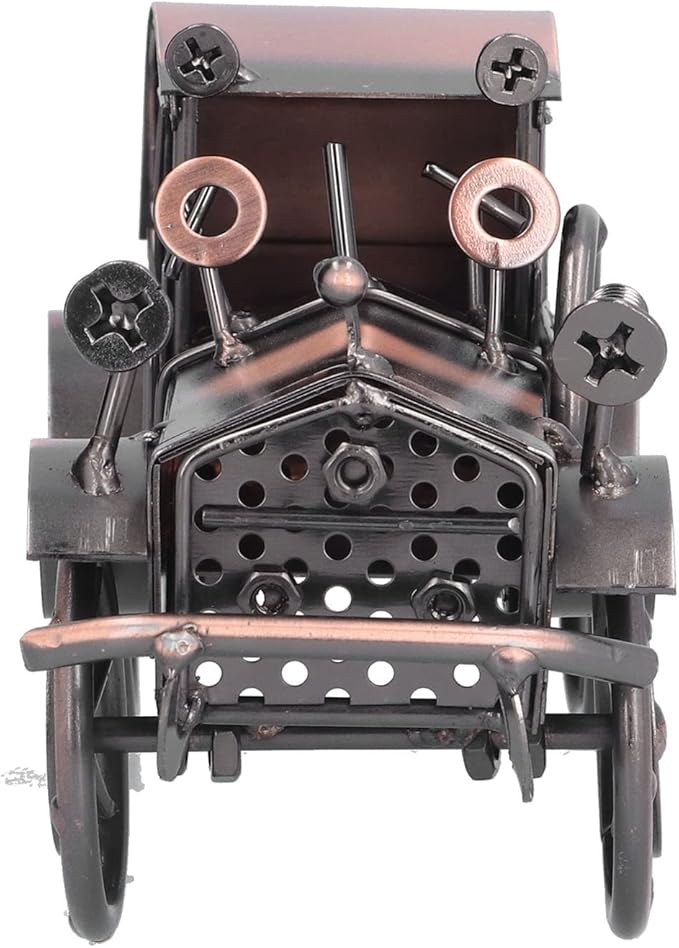 Vintage Car Model Metal Bronze Classic Exquisite Home Decorative Handicraft Ornament, Antique Car Decor for Living Room Office Shelf, Retro Toy Collectible Gift for Car