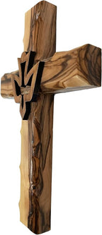 Zuluf 6.3" Olive Wood Dove Cross Wall Hanging Christian Holy Spirit Baptism Holy Land Gift Bedroom Decor CRS020