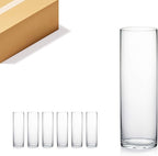 WGV Cylinder Vase Bulk, Diameter 5", Height 16", Clear Glass Floral Planter Container, Tall Centerpiece Arrangement for Wedding Party Event Home Office Decor, 6 Pieces