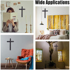 HOBBIESAY Wood Wall Cross 9.8 Inch Black Wooden Cross Hanging Decoration Catholic Crucifix Wall Mounted Ornament Baptism Gifts Holy Cross Religious Décor Cross Confirmation Cross Gift