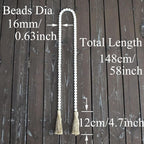 58 Inch Wood Bead Garland with Tassels, Rustic Farmhouse Beads Wall Hanging Prayer Beads