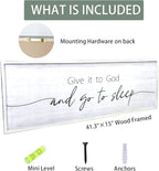 Give It to God and Go to Sleep Sign Framed Large 41''×15'' Above Bed Wall Decor for Bedroom Farmhouse Wall Decor Guest Room Decor Rustic Master Bedroom Wall Decoration Wood Wall Art (white frame)