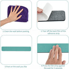 Vuzvuv 8 pcs Bulletin Board Bar Strips with 50 Pushpins & 10 Wooden Clip pins，Self Adhesive Cork Board for Wall，Felt Pin Board for School，Office Decor(Sea Blue)